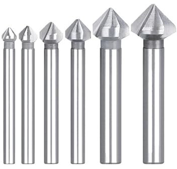 Vástago redondo 6 uds 3 flauta 90 grados HSS chaflán cortador de biselado herramienta de fresado avellanador juego de brocas 6,3-20,5 MM