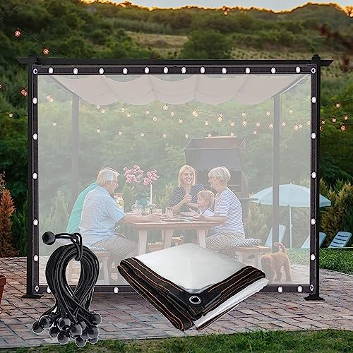 Transparente wasserdichte Pavillon-Abdeckung, Gartenpergola, Überdachung, 2,5 x 2,5 m, Regendicht, mit Ösen, für den Außenbereich, ideal für Terrassen- und Pflanzenschutz