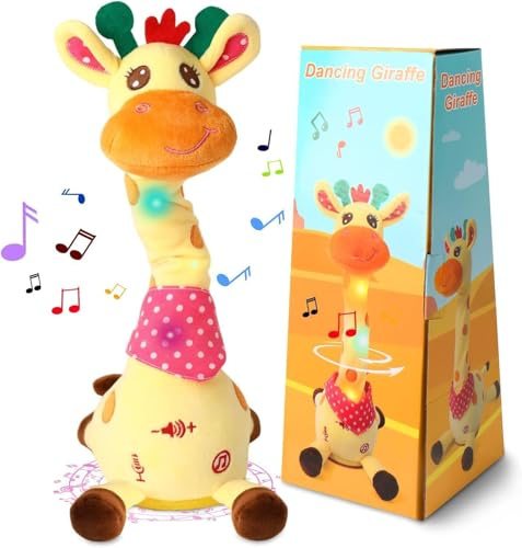 Dancing Singing Talking Giraffe Toy Repeat What You Say, Singing Dancing Giraffe Toy With Volume Control, Ducational Toys Recording For Baby Toddler Encourage Speech For 1-6 Year Old, USB Charging