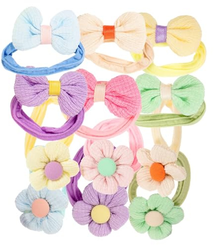 Hohopeti 12stücke Elastische Haarbänder für Kleinkinder mit Schleife Haargummis für Junge Mädchen aus Gummiband und Haargummis für Kleine Mädchen