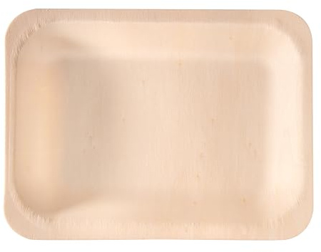 Biovely - [14,5x19,5 cm - 50 pezzi] Piatti RETTANGOLARI LEGNO biodegradabili compostabili ecologici - usa e getta, resistenti e riciclabili, ideali per feste, catering, eventi