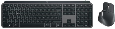 Logitech MX Keys kabellose Tastatur und Maus, Low Profile, Backlighting, Bluetooth, Rechargeable, für Windows PC/Linux/Chrome/Mac- Graphit, Deutsches QWERTZ-Layout [Bulkware - Ohne Verpackung]