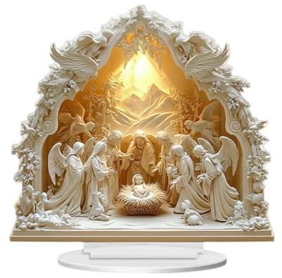 Kixolazr Belen De Interior - Jesús De Acrílico 2D,Figuras De Jesús Belén Festivo - para Fiestas Cristianas Exterior Escritorio Mesa Estante Repisa Chimenea Dormitorio Sala De Estar Oficina