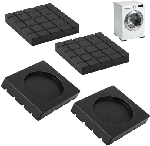 4 PCS Anti Vibration Pads for Washing Machine Shock Absorbers Non Slip Washing Machine Feet Rubber Anti Vibration Mat for Dryer Dishwasher Stabilisers Noise Cancelling Fixed Anti-deviation Black