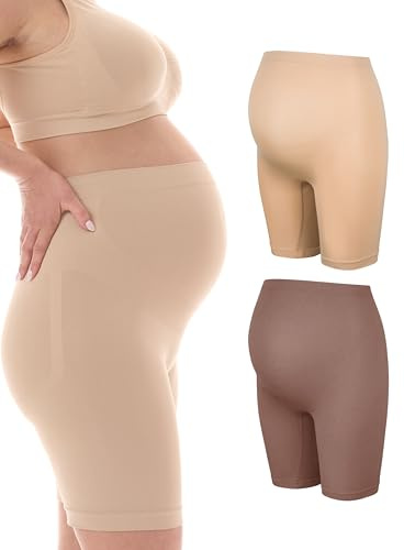 Herzmutter Bragas Premama - Braguitas Embarazada - Shorts de Maternidad - sobrebarriga - Ropa Interior para Futura Mamá - Seamless-Sin Costuras - Set de 1 y 2-5520 (L-XL, Negro/Topo)