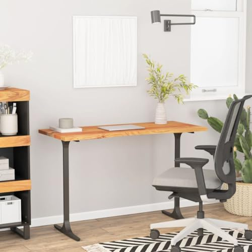 Générique Rechteckige Schreibtischplatte, 120 x 50 x 2,5 cm, aus Akazienholz, Schreibtischplatte, Massivholz, für Schreibtisch, Computer oder Esszimmer, bequemer gebogener Rand,