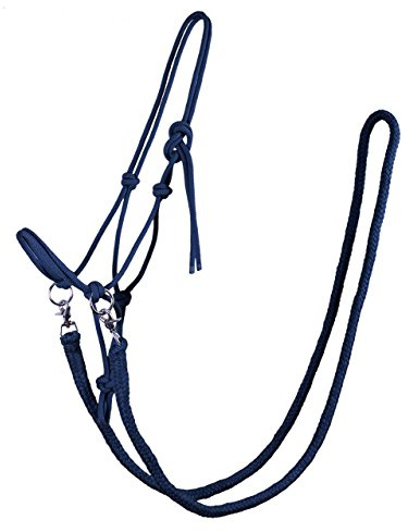 QHP Knotenhalfter Seilhalfter – 10 mm Seil – Inkl. Zügel mit Schnapphaken – Größen Shetty/Pony/Cob/Full –sanft am Pferdekopf- versschiedene Farben