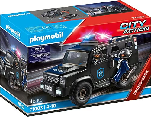 PLAYMOBIL City Action 71003 SWAT Truck, Polizei-Auto mit Blaulicht, Spielzeug für Kinder ab 4 Jahren