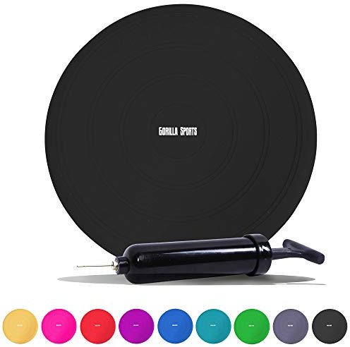 GORILLA SPORTS® Ballsitzkissen - inkl. Pumpe, 33cm Durchmesser, bis 220 kg, ohne Noppen, Anti-Burst, für Fitness, Reha & Rückentraining - Balancekissen, Luftkissen, Balance-kissen, Balance Pad