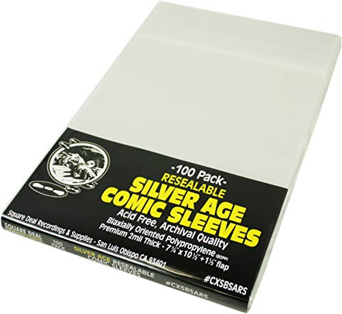 Comic Sleeves - Polypropylene Resealable - Silver Age Size - with Flap - 7-1/4 x 10-1/2 + 1-1/2 Flap - #CXSBSARS - Set of 100