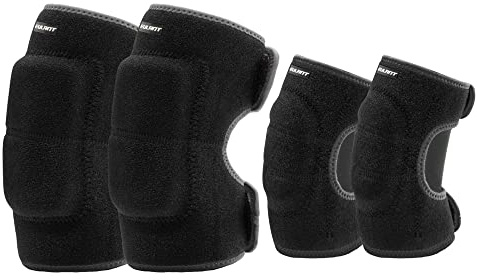 EULANT Adjustable Soft Elbow Pads and Knee Pads for Kids, Child Protective Pad Sets for Bicycle Roller Skating Basketball Football Volleyball Dancing Kneeling,Black L