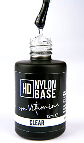 Beauty Space nails - Base semipermanente con rinforzo. Smalto rinforzante unghie modellante, con Vitamina e fibre di NYLON. Flessibile e resistente oltre 4 settimane (TRASPARENTE CLEAR)