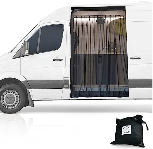 Living in a Bubble Van Bug Screen for Mercedes Sprinter Mid/High Roof, Volkswagen Crafter High & Super High Roof, and Renault Masterand. Sliding Door Flyscreen Mosquito Net, Center Magnetic Closure