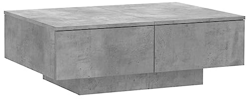 vidaXL Couchtisch mit Schublade Beistelltisch Wohnzimmertisch Kaffeetisch Sofatisch Teetisch Tisch Wohnzimmer Betongrau 90x60x31cm Holzwerkstoff