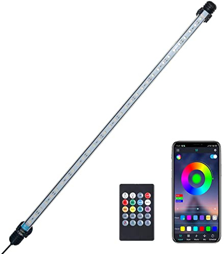 VARMHUS LED Aquarium Light,Fish Tank Light with Remote Controller&APP Control,DIY Full Spectrum Optional Color&Intelligent Timing and Dimming,18 Light Modes and 4 Music Control Modes 24LEDS-RGB 47CM