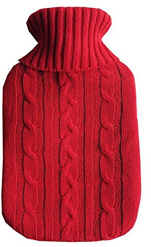TRIXES Rot gestrickter Wärmflaschenbezug - Geschenke für Männer, Frauen & Kinder - Schmerzlinderungskissen - Wärmt den Körper, den Rücken, den Nacken, die Füße und die Hände (Beutel nicht enthalten)