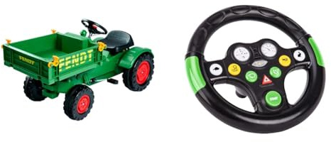 Big - Fendt Geräteträger - Kindertraktor, Spielfahrzeug mit Präzisionskettenantrieb, ab 3 Jahren & Big - Traktor-Sound-Wheel - Lenkrad mit verschiedenen Traktor-Sounds,ab 1 Jahr
