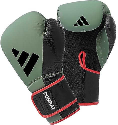 adidas Combat 50 Boxing Gloves - 16oz, Green - Made of Durable PU Leather, Pre-Moulded Foam Construction for Shock Absorption, Boxing Glove for Training, and Sparring
