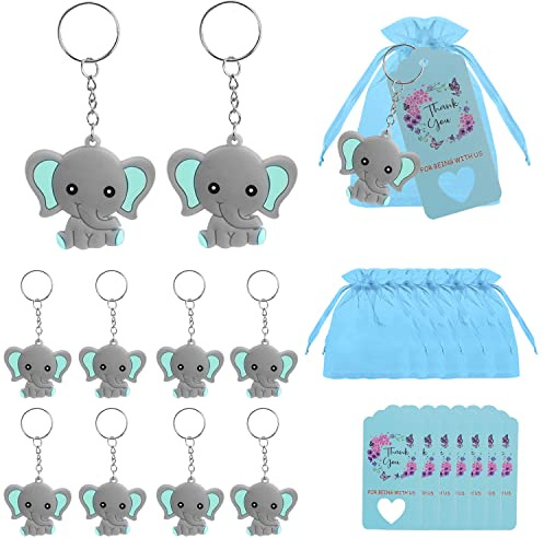 DBALL Gastgeschenk Taufe Junge 20 Stück Elefanten-Schlüsselanhänger Kinder Baby Shower Kommunion Thank You Danke Geschenkanhänger für Konfirmation Hochzeit geschenkefür gäste