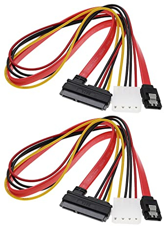 OTOTEC 2 X SATA-Datenstromkabel, 2-in-1-Kabel, 22-polig (7 + 15), SATA-Stecker auf Buchse, Daten- Und Stromversorgungs-Kombi-Verlängerungskabel, Zubehör für Festplatten, Motherboard