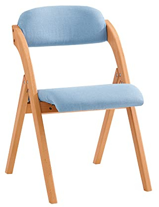 SoBuy Chaise Pliante en Bois Confortable – Chaise Pliante Interieur avec Assise rembourrée, Chaise Salle à Manger Bois Pliable pour Salon et Cuisine, Bleu 47,5 x 59 x 77 cm FST92-BL