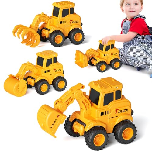Olbyefly Construction Toys for 2 3 4 5 6 + Year Old Boys Kids Toddlers Girls, Sandbox Excavator Toy Trucks Construction Truck Toys Vehicles Bulldozer Road Roller Toy Christmas Birthday Gifts for Boys