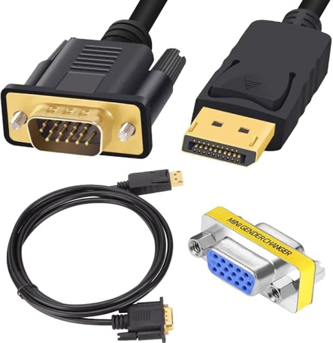 Xiatiaosann Displayport auf VGA Kabel 0,9 m, Displayport Stecker auf VGA Stecker Konverter Adapterkabel, vergoldetes DP auf VGA Kabel verbindet DP Port für Desktop, mit VGA Buchse auf Buchse Adapter