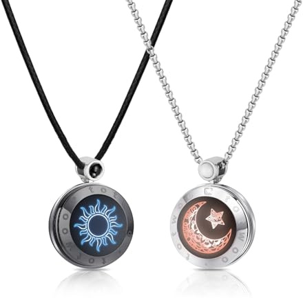 TOTWOO 2 Stück Pärchen Halskette mit Bluetooth-Kopplung für Herren/Damen/Paare Ketten für sie und ihn Fernbeziehungs Geschenke Freundschaftskette Männer Kette Intelligente Verbindung Vibration Schmuck