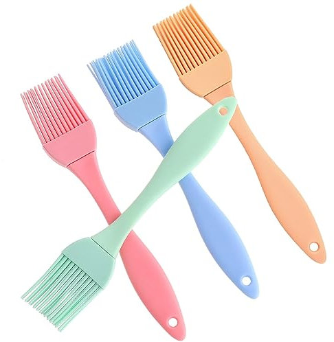 4 Stück Backpinsel, 4 Farbe Backpinsel Silikon, Silikonpinsel Küche Küchenpinsel Silikon Pinsel Backen, Macaron Farbe öLpinsel Silikon Pinsel für Backen für Backen Kochen Grillen