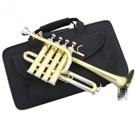 BABYCE Trompete Blasinstrument Professionelle Hochtrompete Bb Piccolo Trompete Messing Gold Silber Lackoberfläche Trompete (Color : Golden)