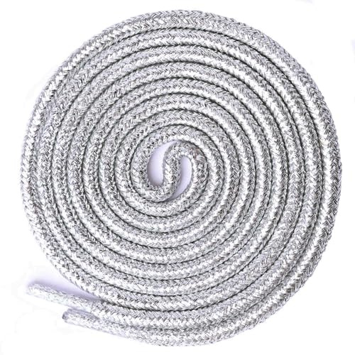 Olukssck 2 Paia Lacci Glitter Metallici, Premium Rotondi Stringhe Scarpe per Sneakers, Scarpe Sportive, Scarpe da Corsa, Stivali, per Adulti e Bambini, Argento, 120cm