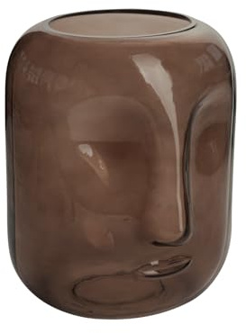 Glasvase Modern Face 20cm BRAUN. Blumenvase aus Glas, Moderne Vase mit Gesicht, Dekoration für Zuhause