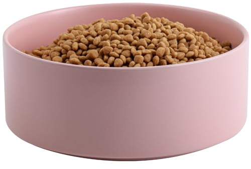 Addggo Ciotola per cani in ceramica rosa da 24,1 cm, per cani di grandi dimensioni, extra large, antiscivolo, ponderata, per cibo e acqua, ciotola per cani Dubale Big Heavy (2400 ml)