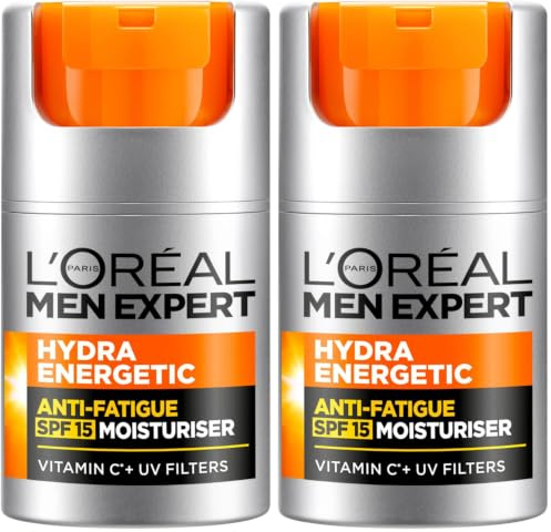 L’Oréal Paris men expert SPF 15 Hydra Energetic Anti Fatigue Moisturiser, White, 50 ml (Pack of 2)