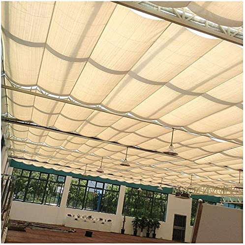 CARXB Wave Rollo Markise Drahtseil Rutsche Anti-UV 85% Wasserdicht Atmungsaktiv Terrasse Pavillon Teleskop-Schattentuch Einziehbares Sonnensegel(Color:Beige;Size:1x4m)
