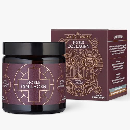 Ancient + Brave Noble Collagen - Type 2 Collagen Capsules for Joint Health, Healthy Bones & Ligaments - Enhanced with Vitamin C, Boswellia Serrata & Manganese - Gluten Free, Soy Free, 30 Capsules
