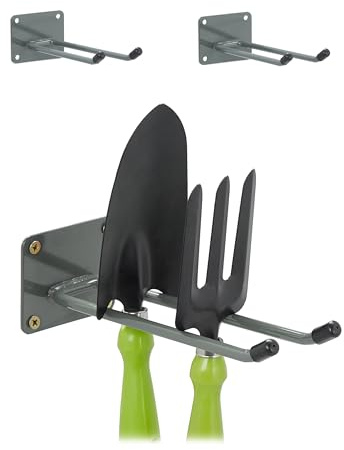 Relaxdays Wandhaken, 3er Set, 24 cm lang, Doppelhaken Wand, Gerätehalter Garage, Werkstatt & Keller, Stahl, anthrazit