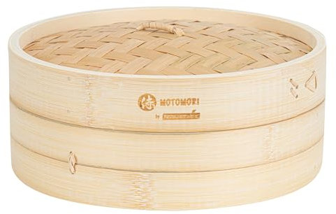 Restaurantware - Motomori 10 Inch Bamboo Steamer Set, 10 Reusable Dumpling Steamers - Includes 1 Lid And 1 Tier, Durable, Bamboo Asian Steamer Baskets, For Steaming Vegetables, Meats, And More