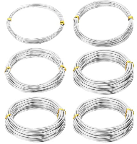 PATIKIL 16.4ft Aluminum Wire, 6pcs Jewelry Wire Bonsai Wire Metal Craft Wire 1mm 1.5mm 2mm 3mm for Crafts Bonsai Jewelry Making Beading Plants, Silver Tone