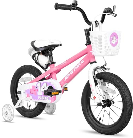 JOYSTAR Pluto Kids Bike 12 Zoll Kinderfahrrad für Jungen Mädchen im Alter von 2-4 Jahren, Kinderfahrräder mit Stützrädern, rosa
