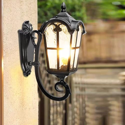 Wandlampe Außen Vintage-Wandleuchte für draußen Antike Wasserdichte Wandlaterne Retro Außenwandleuchte Wandleuchter E27 Rustikale Glas Innen Metall Aluminium für Garten Garage Veranda Eingang Hof