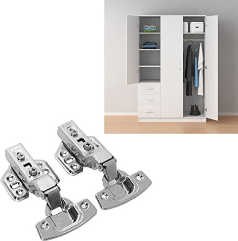 2 Bisagras de Puerta de Gabinete de Cierre Suave para Armario Superpuesto de 1/2 Pulgada, ángel de Apertura de 105-110 °, Diseño de Copa de Bisagra (Curva grande de acero