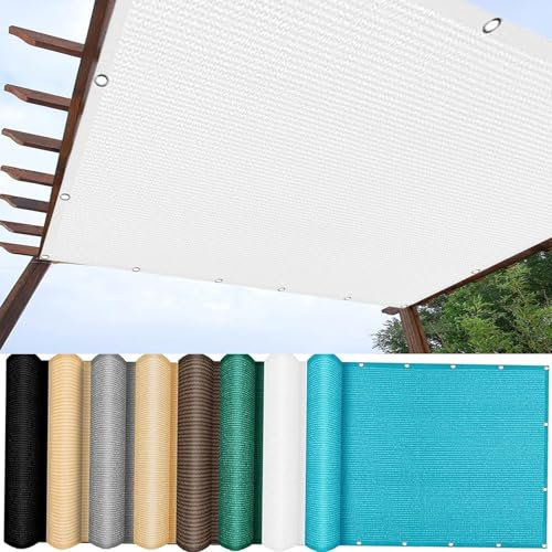 Balkon Sichtschutz Blickdicht 1.4x2.4m Garten Sichtschutz Wetterfest HDPE Sichtschutzmatte mit Seil und Aluminiumösen Weiß Sichtschutz für Outdoor Balkon Garten