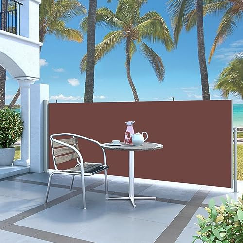 Somanki Ausziehbare Seitenmarkise, Sichtschutz Terrasse, Windschutz Balkon, Vertikalmarkise, Balkon Seitensichtschutz, Balkon Sonnenschutz, 120x300 cm Braun