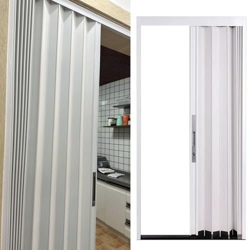 Schiebetür Falttür falttüren innentüren Weiße Falttüren Für Den Innenbereich 240 200 180 160 CM, Abschließbare Schiebetür Für Schrank/ Schlafzimmer/ Badezimmer/ Küche, Aluminium Falttür Außenbereich(W