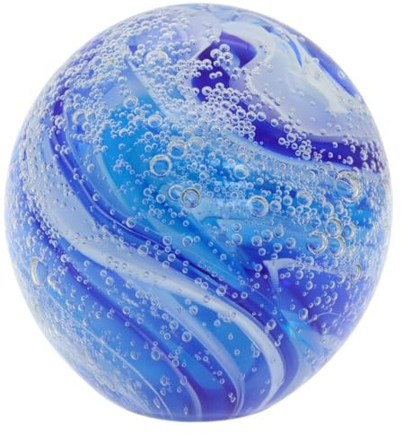 Générique Presse Papier Rond Sulfure en Verre Design Eau Mer Océan 10cm
