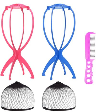 Soporte Para Peluca De 2 Piezas, Redecilla Para El Cabello De 1 Pieza, Peine De Acero De 1 Pieza, Soporte Para Peluca Ajustable, Soporte Para Colgar Peluca, Kit De Cuidado De Peluca