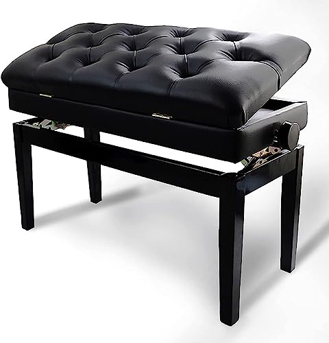 XAoSCd Piano Stool Dressing Table Stool Adjustable Piano Bench Deluxe PU Leather Keyboard Stool with Inner Solid Flip-Top Extra Music Storage for Home & Professional.,