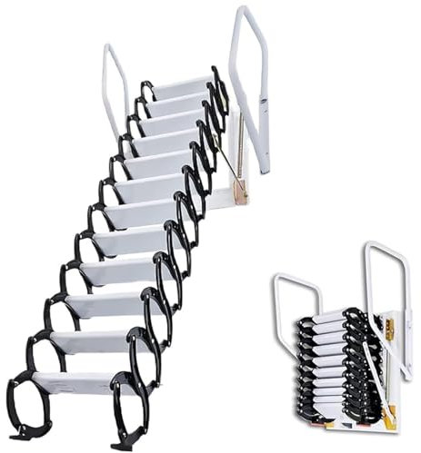 HJDSUDU Scala per soffitta Scala per soffitta Scala Estensibile Pieghevole Retrattile per soffitta con Struttura in Lega Ti-MG Scala montata a Parete Kit Scala per soffitta