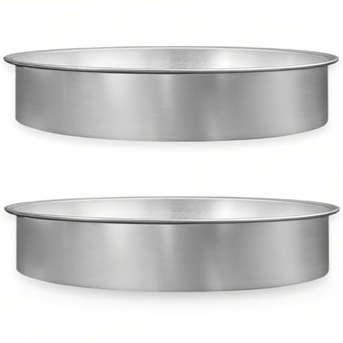 Set 2 Stampi Tortiera Professionali per Cottura, 25x7.5h cm, Rotondi, Alluminio Anodizzato | Senza Punti di Saldatura | Ideale per Plumcake XXL e Dolci di Grandi Dimensioni